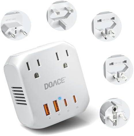 DOACE 2000W 220V to 110V Voltage Converter for European Travel, Voltage Converter US to Europe for Hair Dryers with Fast Charging Power Converter Adapter Combo with 4 USB Ports Step Down Transformer
