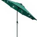 Sunnyglade 9' Solar LED Lighted Patio Umbrella with 8 Ribs/Tilt Adjustment and Crank Lift System (Dark Green)