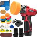 Cordless Buffer Polisher, 12V Mini Wax Buffer & Sander with 2 X 2.5Ah Battery & Charger, 1/2/3" Backing Plate, 40pcs Polishing Pads, Variable Speed for Car Detailing/Buffing/Sanding/Waxing