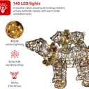 Lighted Christmas Decorations Outdoor Rattan Polar Bear 3-Piece - HOYECHI Polar Bear Family with 140 LED Lights, Zip Ties, Ground Stakes for Front Yard, Lawn - Rattan/Brown