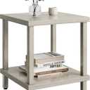 MMEOLUOOK Large End Table Square Side Table Modern Sofa Table 20 Inch Industrial Coffee Table NightStand with 2-Tier Storage Shelf for Living Room Bedroom Oak Grey MLBZ06Z