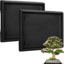 Pinkunn 2 Pcs Bonsai Humidity Tray Rectangular Drip Tray Plastic Plant Water Catcher Plant Saucers for Indoors and Outdoors Cactus,Succulents,Bonsai Tree,Stone Not Included (15.7 x 13 Inch)