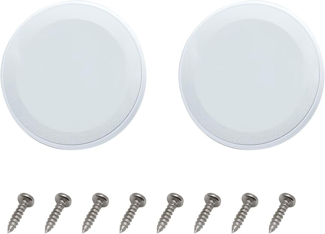 2pcs Round Ceiling Speaker Grill Covers for 6.5 Inch Speaker with Screws(White)
