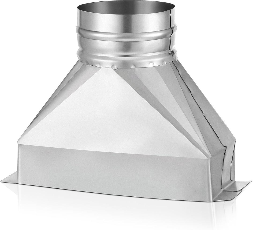 Pasimy 4'' Dia x 3-1/4 x 10'' L Rectangular to Round Duct Galvanized Steel Transition for Connecting Duct Fittings