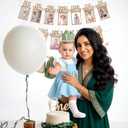1st Birthday Highchair Banner Decorations Wild One High Chair Banner With Green Tassel Garland Crown Hat Wild One Cake Topper Baby Photo Banner Photoshoot Props Photo Props(Green)
