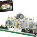Neoclassical Garden Square Micro Blocks Building Set 2397 PCS Architecture Model with Central Grand Piano & Crystal Dome Street ViewToy for Adults Home Decor Gift