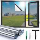 Haton One Way Window Privacy Film, Window Tint for Home with Tools, Static Cling Removable, UV Sun Heat Blocking Reflective Mirror Film, See Out Not in, Silver, 17.5 by 157.4 inch