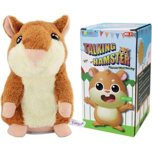 Talking Hamster Repeats What You Say Interactive Stuffed Plush Animal Talking Toy,Perfect Toy Gifts for Boys Girls Age 3+ (Brown)