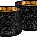 GO&SO Black Lamp Shades Set of 2, Drum Lampshades with Laser Drilling Design, Medium Lampshade 13" Top x 13" Bottom x 10" High, Lamp Shade For Tablelamp,Floor Lamps,Wall Hanging, Assembly Required