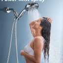 Shower Head With Handheld 7 Settings High Pressure, Built-in Power Wash to Clear Tub, Tile & Pets, 5" High Powerful Hand Held Rain Showerhead with Stainless Steel Hose and Adjustable Bracket