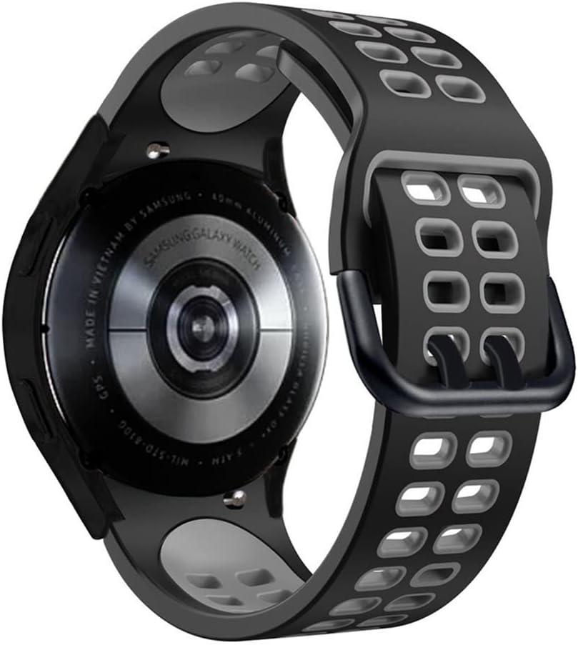 Replacement Bands Compatible with Samsung Galaxy Watch 5 40mm 44mm / Watch 5 Pro 45mm / Watch 4 40mm 44mm / Watch 4 Classic 42mm 46mm Bands, Silicone Adjustable Classic Accessory Wristband Fitness Straps for Women Men