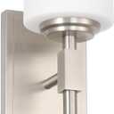 Wall Sconce Light, Stylish Sconces Wall Lighting in Brushed Nickel, Transitional 1 Light Bathroom Vanity Lighting with Opal Glass Shade, Wall Light for Bedroom Bathroom Living Room Entryway Hallway (1-Light, Brushed Nickel)