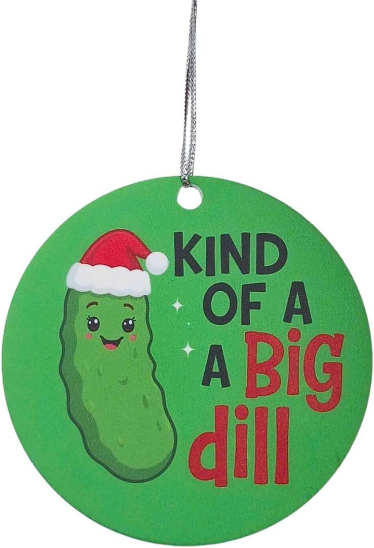 3 x Funny Ornaments Kind of a Big Dill Novelty for Coworkers, White Elephant
