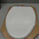 Mayfair Bennett Toilet Seat with Chrome Hinges, Slow Close Wood Seat, Secure Metal Hinges, Easy Install, Made in USA, Elongated, White