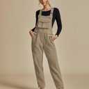 luvamia Sherpa Overalls for Women Loose Fit Winter Fuzzy Fleece Warm Bib Pocket Adjustable Jogger Baggy Overall Jumpsuit (Brown, L)