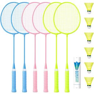 AboveGenius Badminton Rackets Set, Lightweight Badminton Set Includ 4/6 PCS Rackets, 6 Birdies, Outdoor Backyard Games, Racquets for Adults, Teens, Family Beginner