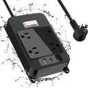 Outdoor Power Strip with USB C, Heavy Duty Waterpoof Surge Protector with 4 Outlets, 2 USB C Ports, 6ft Flat Plug Extension Cord Wall Mount for Bathroom, Kitchen