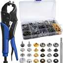 Heavy Duty Snap Fastener Tool Kit with 5 Dies and 15mm Metal Snaps, 266 PCS 4 Color Stainless Steel Snap Tool Set, All-in-One Fastener Repair for Boat Covers, Awnings, Denim, Leather, Canvas