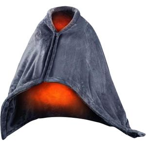 Heated Shawl, USB Heated Blanket with Zipper, 3 Levels Temperature Setting Wearable for Home, Office and Camping (Upgrade Fannel)