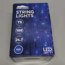 Bright 24.7 ft 100 LED Christmas String lights Indoor Outdoor Waterproof, Blue With Green Wire, Twinkle Plug-in for Tree Room Bedroom Wedding Decorations