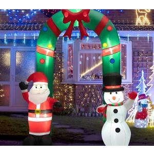 8FT Christmas Inflatable Archway w/ Santa Claus & Snowman and - See Details