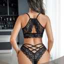 Avidlove Womens Underwear Lace Cheeky Panties Criss Cross Back Bikini Thongs Sexy Undies (Black, XL)