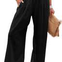 Angerella Womens Elastic High Waisted Palazzo Pants Casual Wide Leg Long Lounge Pant Trousers with Pocket (Large, #1 Black)