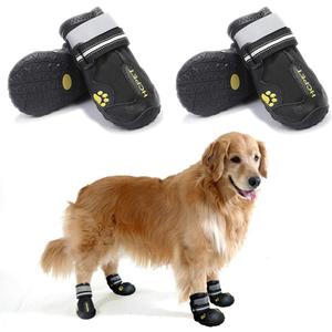 Teamoo Dog Snow Boots for Winter Durable Waterproof Anti-Slip Dog Booties for Winter Dog Shoes for Dogs with Adjustable Reflective Straps Dog Boots & Paw Protectors Black Size 8 