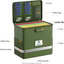 Fireproof File Box with Lock, Document Box Storage Organizer, Suitable for Hanging File Folders in Letter Size, Collapsible File Box, Reflective Strip for Fast Find (12.2"*6"*10.2, Green)