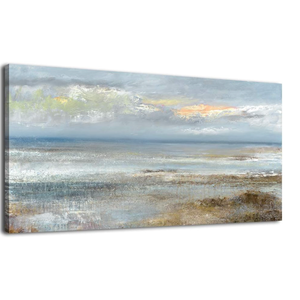 Abstract Wall Art Large Canvas Pictures Modern Blue Ocean Artwork on Canvas Prints Wall Decoration for Living Room Bedroom Bathroom Kitchen Office Home Wall Decor Framed Ready to Hang 20" x 40"