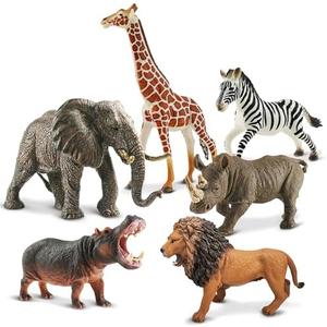 Zippytots 5PCS Safari Animal Figure Toys for Kids 3-5 Realistic Plastic Jungle Animal Figurines African Wildlife Learning Toys for Kids Boys Girls Toddlers