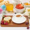 1 pcs 13"x 9" Solid Acacia Wood Serving Tray Rectangular Wooden Serving Platter Natural Wooden Board for Bar Coffee Party
