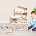 ROBOTIME Dollhouse Furniture, Wooden Doll House Furniture Set, 23 PCS Doll House Accessories and Furniture, Dollhouse Furniture Gift for Boys and Girls