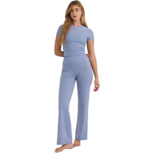 Organic Basics Women's Active Recycled Nylon 32" Flare Legging Pants (Blue, XL)