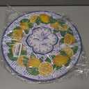 50 Pack Lemon Paper Placemats Disposable 50 Pack 13.7 Inch Cyan Blue Tiles Lemon Fruit Round Place Mats Summer Table Mats for Kitchen Dining Party Decoration