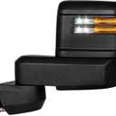 Driver Side Tow Mirror for 2020-2026 Chevy Silverado/GMC Sierra 2500 3500
Flashing Turn Signal Running Light Puddle Backup Light Power Adjustable Heated Manual Folding, Left Side Mirror Only