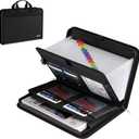 Fireproof & Waterproof Accordion File Organizer, 13-Pocket Expanding Document Organizer with Handle & Labels,Heat-Resistant fireproof file folder A4/Letter Files, Safe Travel File Organizer (Black)