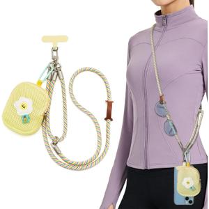 WOZEAH Cell Phone Lanyard Crossbody with Mini Pouch for Women,Detachable Phone Strap for Cellphone Case with Tether Tab