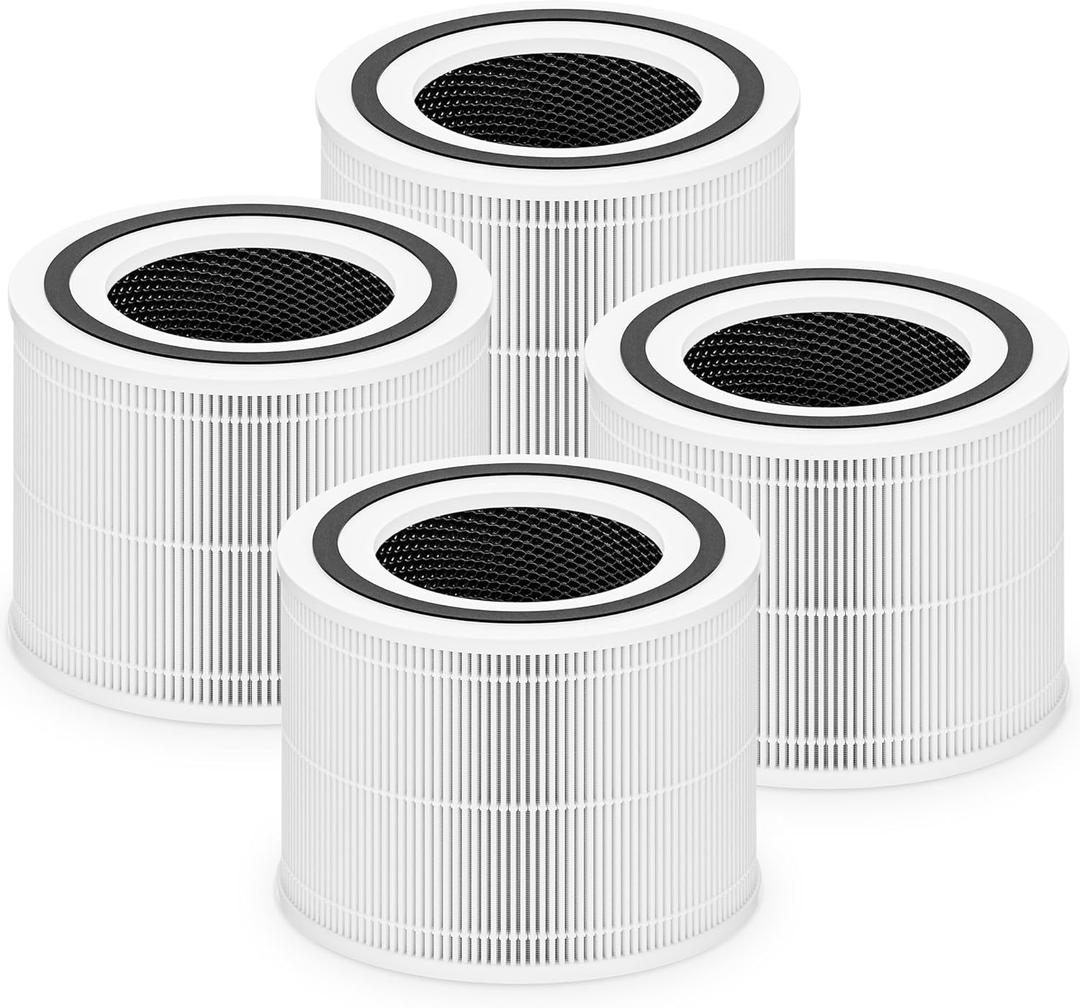 Core 300 Replacement Filter for LEVOIT Core 300 Core 300S Core 300-P Core 300S-P Air Purifier, 3-in-1 High Efficiency Activated Carbon, Compared to Part # Core 300-RF, 4 Pack, White