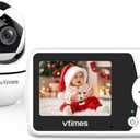 Baby Monitor with Camera and Audio, 2.4'' LCD Screen, Video Baby Monitor No WiFi Night Vision VOX Mode Pan-Tilt-Zoom Temperature Display Two-Way Audio Lullabies Feeding Alarm and 1000ft Range
