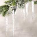 36 Pcs Acrylic Icicle Christmas Tree Ornaments 5 Inches Clear Icicles with Fake Snow Hanging Winter Fairy Decorations for Christmas Tree Decorations Xmas Outside Yard Porch Home Decor