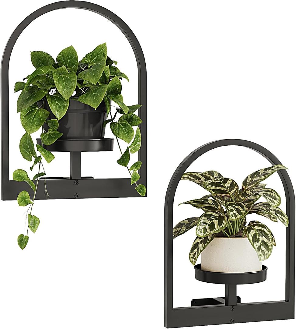 Bamworld Plant Stand Indoor, Plant Hanger Wall Planters for Indoor Plants Window Plant Shelves Plant Holder Wall Decor, Room Decor, Round (Patent Design, 2 Pack