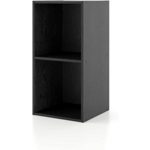 Homes: Inside + Out Apexa 2 Cube Storage Organizer Shelves, Stackable Wood Bookcase Fits Cubby Bins for Organization, Dorm Teen Room Decor & Home Office, Black