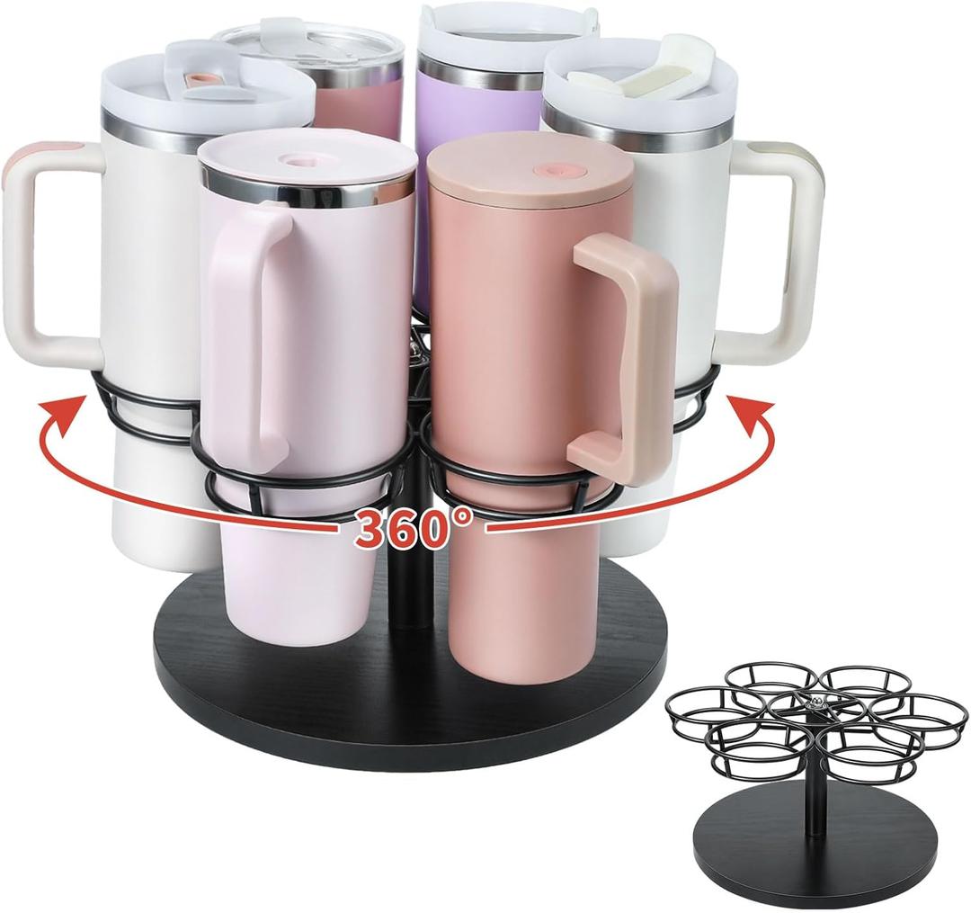 Water Bottle Organizer Compatible for Stanley 40 oz Tumbler, 6 Slots Rotatable Cup Organizer Holder, Kitchen Water Bottle Storage Compatible for Stanley Cup Accessories, Great for Gift