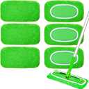6-Pack Reusable Mop Pads Compatible with Sweeper Mop - 100% Coral Fleece Washable Refills - Microfiber Dry & Wet Sweeping Cloths for Multi-Surface/Hardwood Floor Cleaning