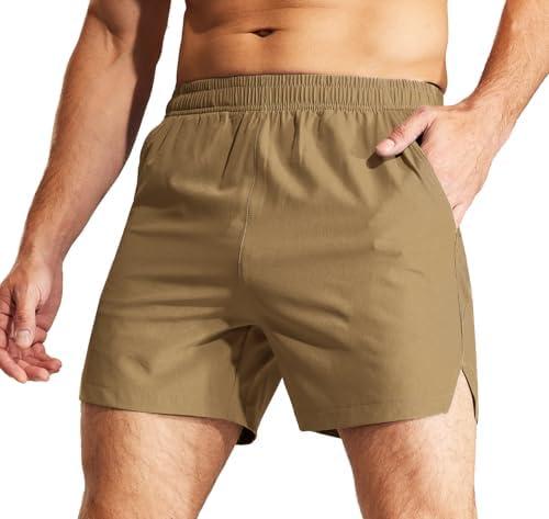 MIER Men's Workout Running Shorts Quick Dry Active 5 Inches Shorts with Pockets, Lightweight, Breathable S