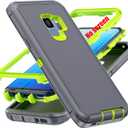 For S9 Case,[Military Grade] 3 in 1 Full Body Shockproof Dust/Drop Proof Heavy Duty Protection Cover,for Samsung Galaxy S9 5.8 Inch,Green+Grey