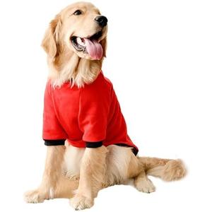 ANIAC Fall Sweater for Medium Dog Girl Boy, Red Big Shirt With Sleeves, Basic Hoodies, Warm Pet Clothes for Large Breeds 44-55 LB (5XL, Red) : Pet Supplies