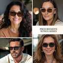 4 Pack Progressive Reading Sunglasses for Women Men, No Line Square Multifocal Sun Readers UV400 Protection
