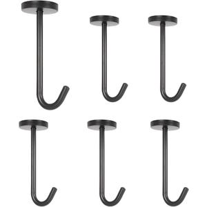 NearMoon Coat Hooks, Wall Mount Hooks for Hanging Hat Hurse Robe, 304 Stainless Steel Heavy Duty Towel Hangers for Bathroom Livingroom Kitchen-Ceiling Hook, 6 Pack (4 Inch, Matte Black)